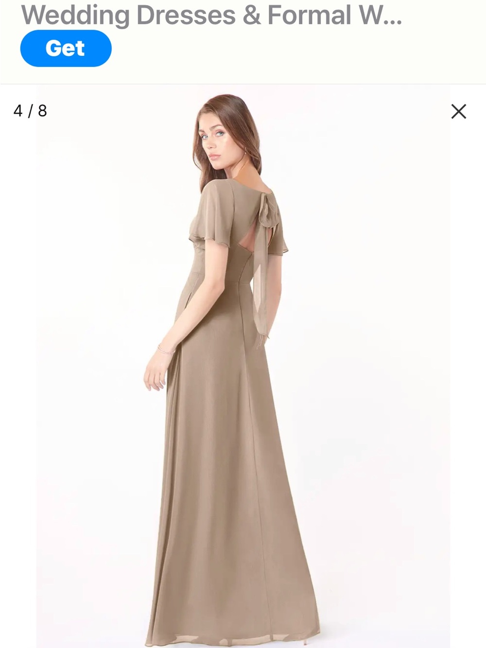 Taupe Bow-Back Flutter-Sleeve Maxi Dress